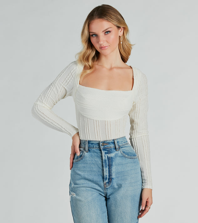 With fun and flirty details, the Revival Texture Knit Long Sleeve Bodysuit shows off your unique style for a trendy outfit for the summer or fall season!