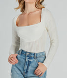 The tucked-in look of the Revival Texture Knit Long Sleeve Bodysuit creates a polished look and with fab details brings a distinct style to your outfit.