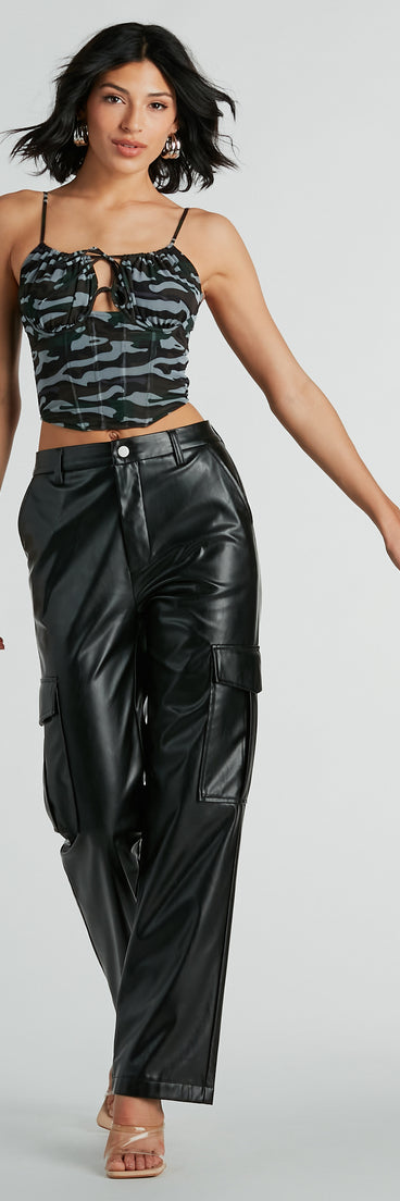 The waist-defining bodice style of the In Plain Sight Camouflage Mesh Bustier is perfect for making a statement with your outfit and provides the boning, molded cups, or lace-up details that capture the corset trend.