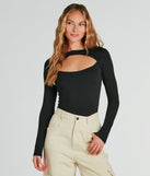 With fun and flirty details, the Make The Cut Long Sleeve Knit Bodysuit shows off your unique style for a trendy outfit for the spring or summer season!