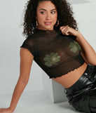 With fun and flirty details, the Sultry Charm Four-Leaf Clover Sheer Mesh Crop Top shows off your unique style for a trendy outfit for summer!
