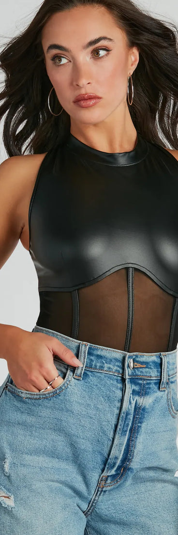 With fun and flirty details, the Amped Up Chic Faux Leather Corset Bodysuit shows off your unique style for a trendy outfit for the summer or fall season!
