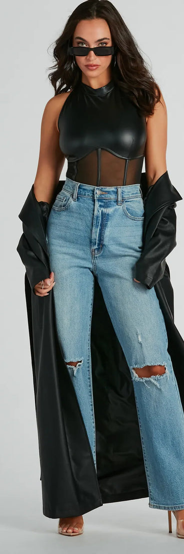 The tucked-in look of the Amped Up Chic Faux Leather Corset Bodysuit creates a polished look and with fab details brings a distinct style to your outfit.