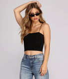 Bungee Basic Crop Top is a trendy pick to create 2023 concert outfits, festival dresses, outfits for raves, or to complete your best party outfits or clubwear!