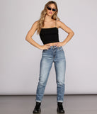 Bungee Basic Crop Top is a trendy pick to create 2023 concert outfits, festival dresses, outfits for raves, or to complete your best party outfits or clubwear!