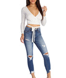 With fun and flirty details, Wrap On It Crop Top shows off your unique style for a trendy outfit for the summer season!