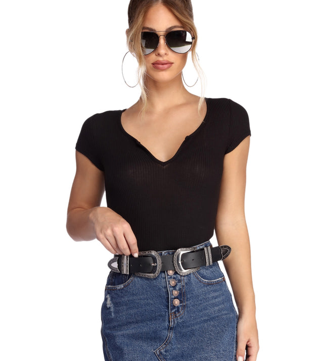 With fun and flirty details, Back To Basics Ribbed Top shows off your unique style for a trendy outfit for the summer season!