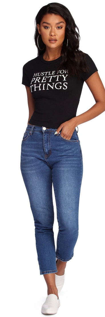 With fun and flirty details, Hustle For Pretty Things Tee shows off your unique style for a trendy outfit for the summer season!