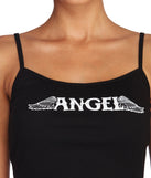 With fun and flirty details, Angel Wings Cropped Tank Top shows off your unique style for a trendy outfit for the summer season!