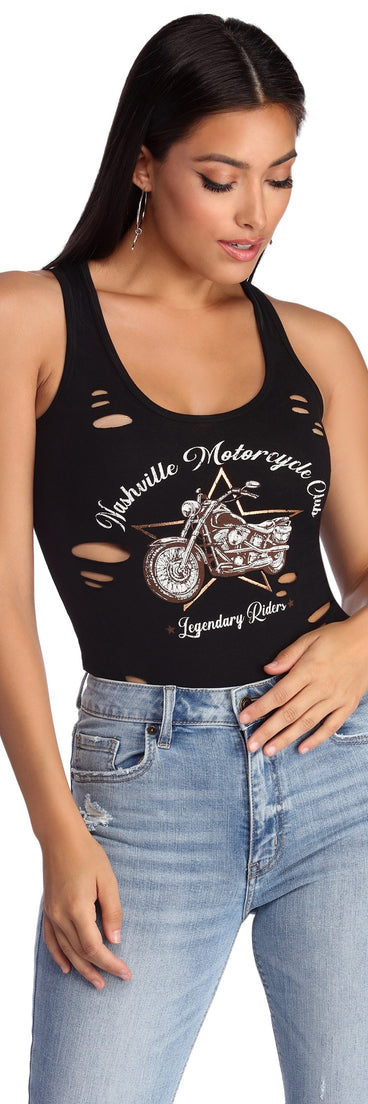 With fun and flirty details, Nashville Motorcycle Club Bodysuit shows off your unique style for a trendy outfit for the summer season!