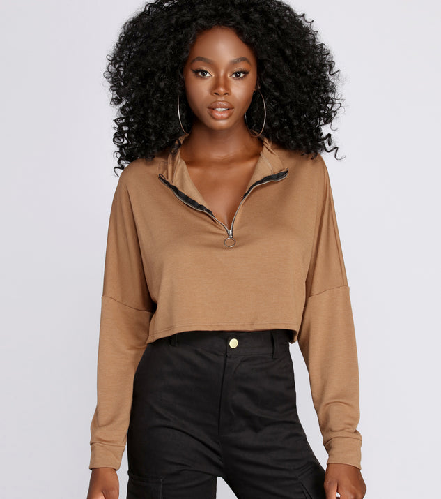 Zip Up Mock Neck Pullover