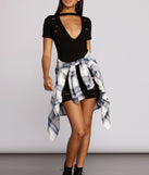 With fun and flirty details, Destructed Mini T Shirt Dress shows off your unique style for a trendy outfit for the summer season!