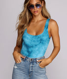 Trippy Tie-Dye Ribbed Bodysuit is a trendy pick to create 2023 festival outfits, festival dresses, outfits for concerts or raves, and complete your best party outfits!