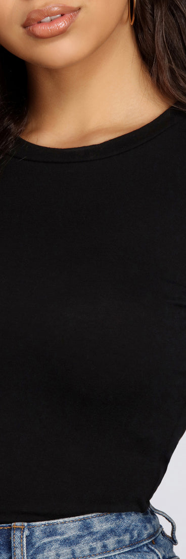 Crew Neck on Keep It Fresh Long Sleeve Black Top