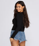 Long Sleeves on Keep It Fresh Black Crew Neck Top