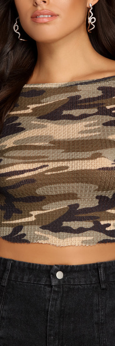Camo Cutie Waffle Knit Top