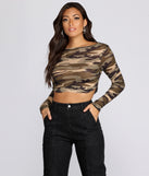Camo Cutie Waffle Knit Top