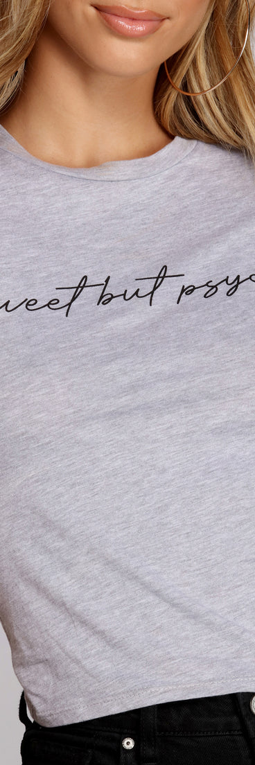 With fun and flirty details, Sweet But Psycho Graphic Tee shows off your unique style for a trendy outfit for the summer season!