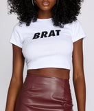 With fun and flirty details, Brat Graphic Cropped Tee shows off your unique style for a trendy outfit for the summer season!