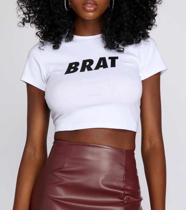 With fun and flirty details, Brat Graphic Cropped Tee shows off your unique style for a trendy outfit for the summer season!