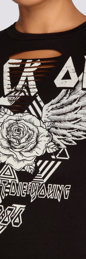 Rock On Distressed Tunic Top