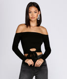 Off Shoulder Tie Front Crop Top
