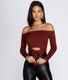 Off Shoulder Tie Front Crop Top