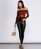 Off Shoulder Tie Front Crop Top