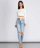 With fun and flirty details, Wrap Waist Ribbed Crop Top shows off your unique style for a trendy outfit for the summer season!