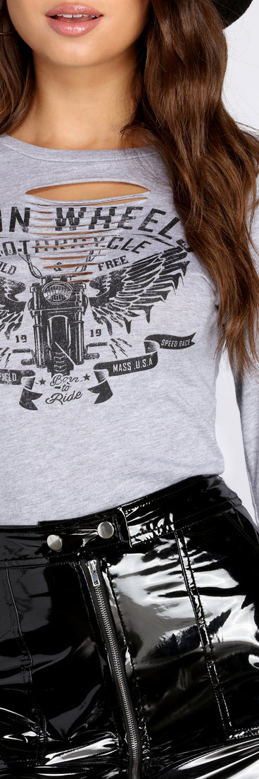 Miss Moto Crew Neck Top