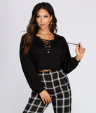 Cozy Lace Up Cropped Hoodie