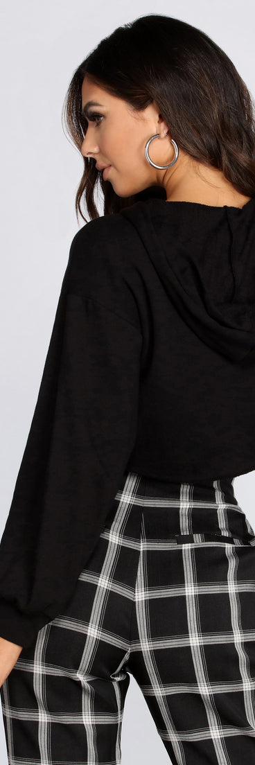 Cozy Lace Up Cropped Hoodie