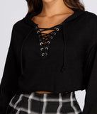 Cozy Lace Up Cropped Hoodie