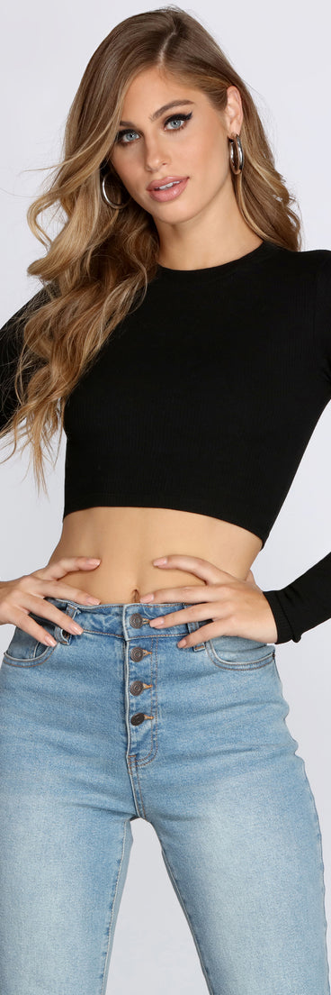 Ribbed Knit Basic Crop Top