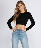 Ribbed Knit Basic Crop Top