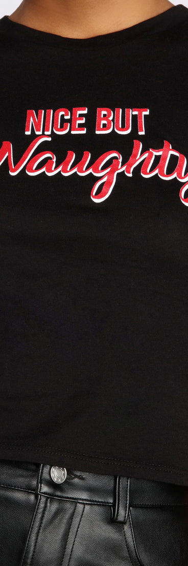 With fun and flirty details, Nice But Naughty Graphic Tee shows off your unique style for a trendy outfit for the summer season!