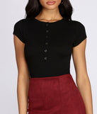 With fun and flirty details, Stunner In Snaps Henley Bodysuit shows off your unique style for a trendy outfit for the summer season!