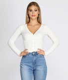 Button Up Henley Crop Top
