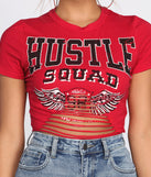 With fun and flirty details, Hustle Squad Slashed Crop Top shows off your unique style for a trendy outfit for the summer season!
