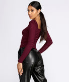Ribbed Knit Square Neck Top