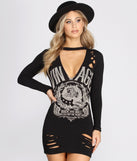 Vintage Destructed Jersey Knit Mini Dress