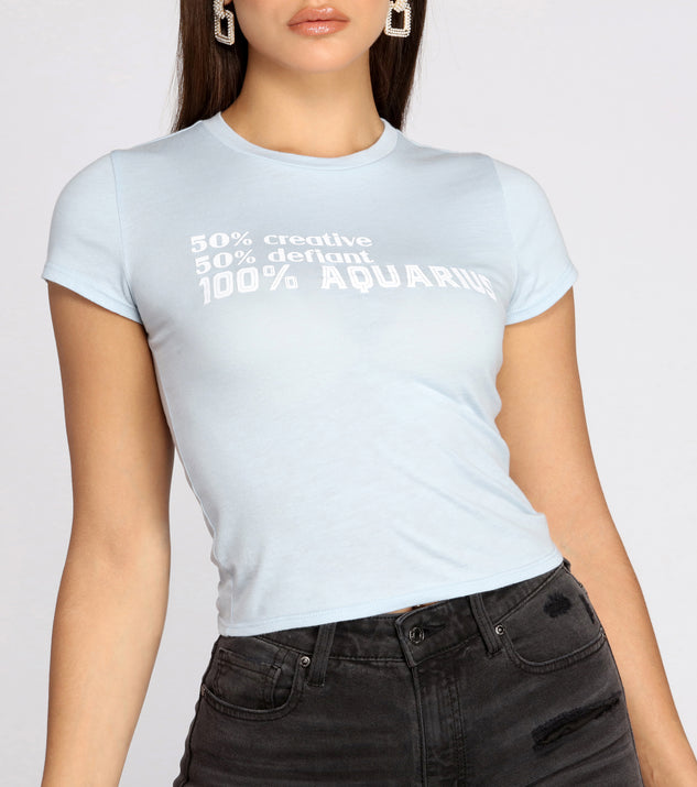 With fun and flirty details, 100% Aquarius Tee shows off your unique style for a trendy outfit for the summer season!