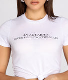 With fun and flirty details, Rule Breaker Aquarius Graphic Tee shows off your unique style for a trendy outfit for the summer season!