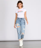 With fun and flirty details, 100% Lucky Cotton Tee shows off your unique style for a trendy outfit for the summer season!