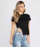 Dress up in Rhinestone Fringe Tee as your going-out dress for holiday parties, an outfit for NYE, party dress for a girls’ night out, or a going-out outfit for any seasonal event!