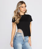Dress up in Rhinestone Fringe Tee as your going-out dress for holiday parties, an outfit for NYE, party dress for a girls’ night out, or a going-out outfit for any seasonal event!