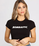 Bombastic Graphic Crop Top is a trendy pick to create 2023 festival outfits, festival dresses, outfits for concerts or raves, and complete your best party outfits!