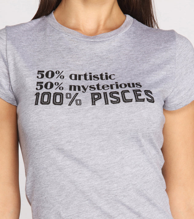 With fun and flirty details, 100% Pisces Tee shows off your unique style for a trendy outfit for the summer season!