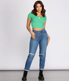 With fun and flirty details, Lucky Day Shamrock Cropped Top shows off your unique style for a trendy outfit for the summer season!