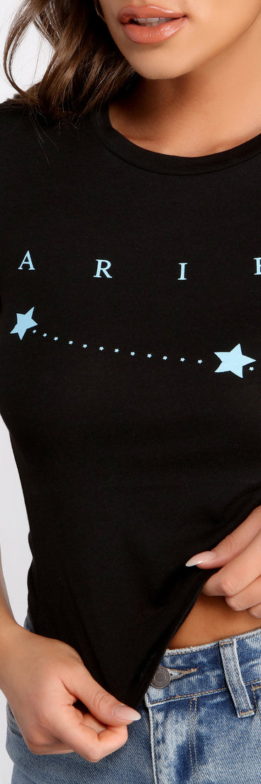 With fun and flirty details, Aries Star Graphic Tee shows off your unique style for a trendy outfit for the summer season!